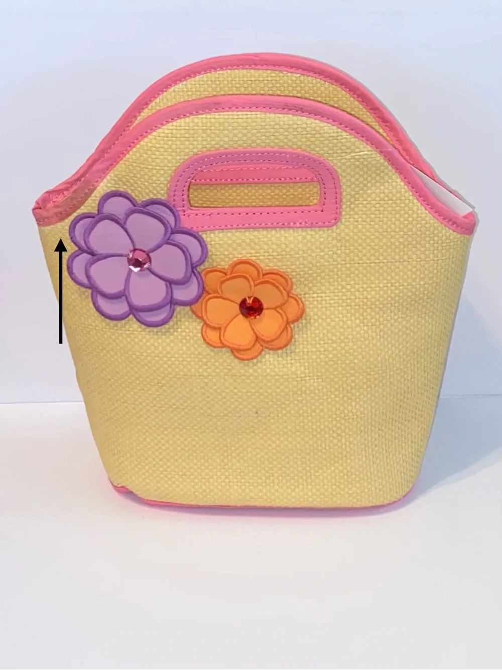 Gymboree ‘Pretty Posies’ Straw Tote Handbag with Floral Embellishments